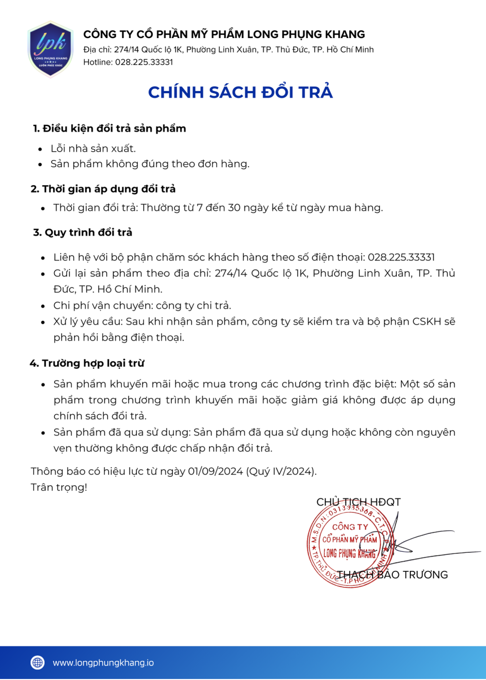 CHÍNH SÁCH BÁN HÀNG NĂM 2024